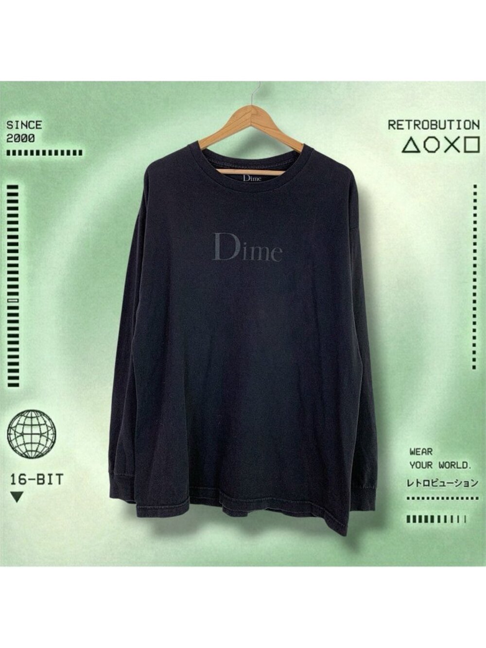 Dime Spell Out Long Sleeve Shirt Black Size XL